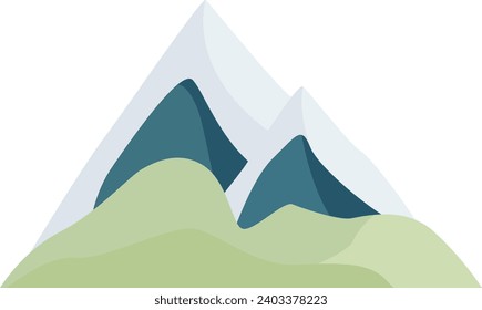 Ilustración plana vectorial aislada de fondo vegetal y montañosa