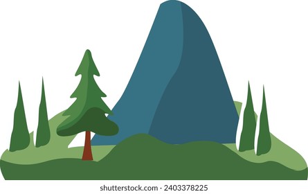 Plant and mountains background isolated vector flat illustration