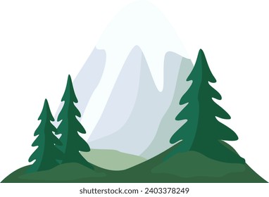 Plant and mountains background isolated vector flat illustration