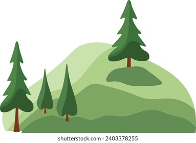 Plant and mountains background isolated vector flat illustration