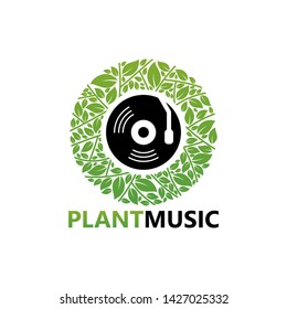 Plant Music Logo Template Design Vector, Emblem, Design Concept, Creative Symbol, Icon