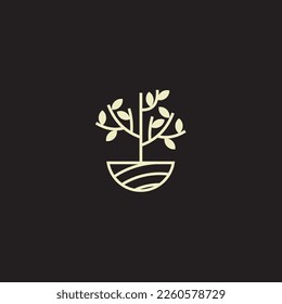 El logotipo de concepto natural vegetal elemento vector en un estilo de lujo sencillo y moderno.