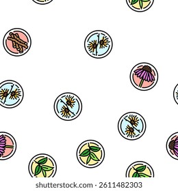plant natural cosmetic green vector seamless pattern thin line illustration