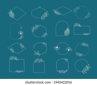 Plant nature frame set. Decor botanical element.