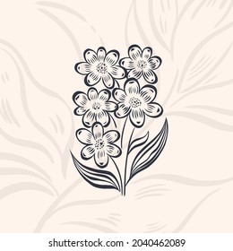 Plant nature hand drawn. Floral botanical element.Elegante vintage style.Isolated in white background.Vector illustration
	