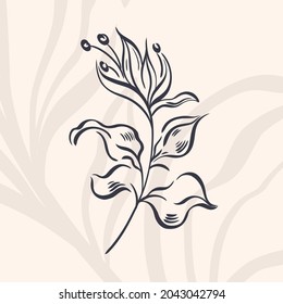 Plant nature hand drawn. Floral botanical element.Elegante vintage style.Isolated in white background.Vector illustration
	