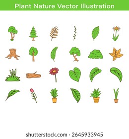 Plant Nature Icons Vector Illustration