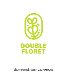 plant nature round oval logo concept design illustration