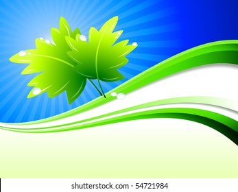 Plant on Abstract Wave Background Original Illustration