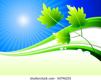 Pflanze auf abstraktem Wellenhintergrund - Originale Illustration