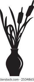 A plant on flower pot silhouette