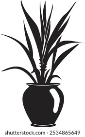 A plant on flower pot silhouette