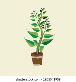 Plant on flower Pot. world environment concept. illustration vector
