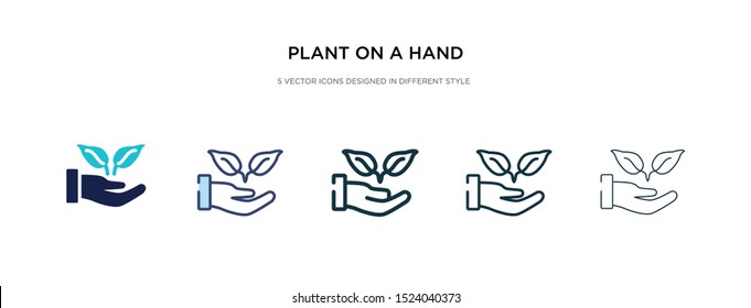 plant on a hand icon in different style vector illustration. two colored and black plant on a hand vector icons designed in filled, outline, line and stroke style can be used for web, mobile, ui