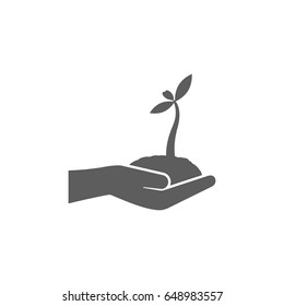Plant on hand icon in trendy flat style isolated on white background. Symbol for your web site design, logo, app, UI. Vector illustration, EPS
