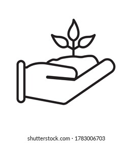 Plant on hand line style icon design of Floral nature garden ornament botany decoration beauty and flora theme Vector illustration