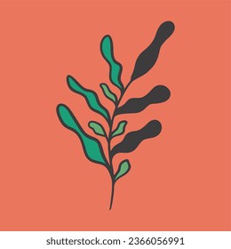 Plant on a pink background. Abstract image, play of shadows. Interior poster, postcard, cover. Flat design, cartoon drawing, vector illustration.