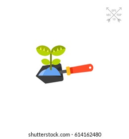 Plant on spade vector icon