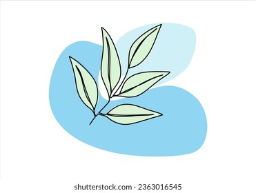 Plant one line drawing colored with pastel colors. Vector illustration.