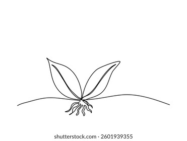Plant one line drawing vector illustration.