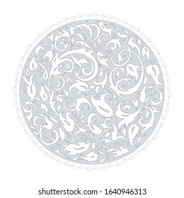 Plant ornament for decoration of products. Greeting card.
