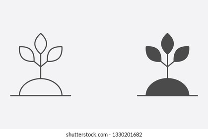 Plant outline and filled vector icon sign symbol