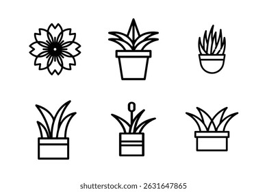 Plant outline vector icon in whitebackground