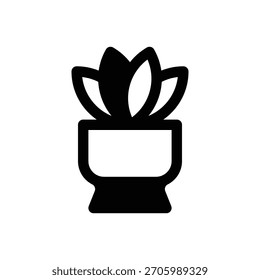 Planta. Icono de Vector de trazo delineado con detalles rellenos de negro.