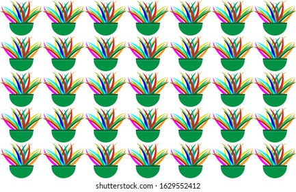 plant pattern in a pot with a white background. pattern with cute tropical. vector illustration