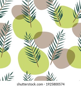 patrón de planta. patrón ininterrumpido con hojas de palma y ramas. ilustración de bosque vectorial de stock.