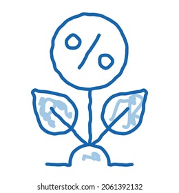 Plant Percentage sketch icon vector. Hand drawn blue doodle line art Plant Percentage isometric sign. isolated symbol illustration