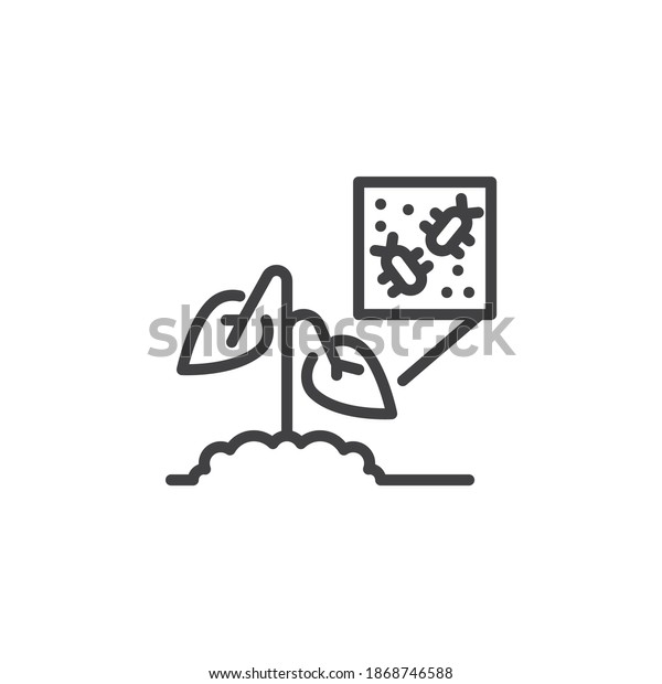 Plant pests line icon.\
linear style sign for mobile concept and web design. Plant Disease\
outline vector icon. Symbol, logo illustration. Vector\
graphics