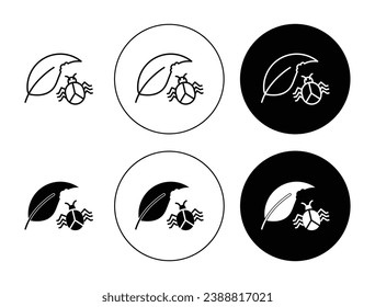 Plant pests line icon set. Crop damaging insect symbol in black color.