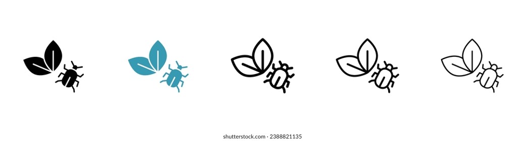 Plant pests vector icon set. Crop damaging insect symbol suitable for apps and websites.