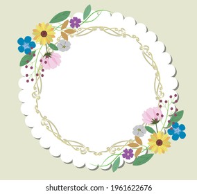 Plant petals antique frame material illustration
