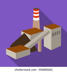 The plant with the pipe.Factory on processing of minerals from the mine.Mine Industry single icon in flat style vector symbol stock illustration.