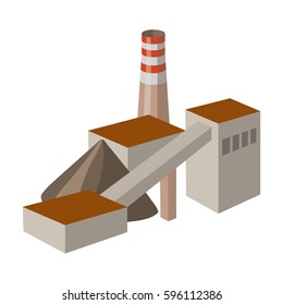 The plant with the pipe.Factory on processing of minerals from the mine.Mine Industry single icon in cartoon style vector symbol stock illustration.