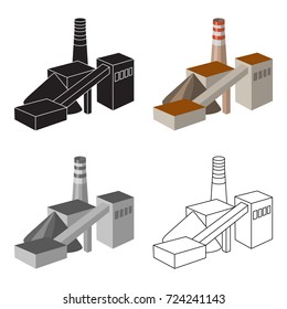 The Plant With The Pipe.Factory On Processing Of Minerals From The Mine.Mine Industry Single Icon In Cartoon Style Vector Symbol Stock Illustration.