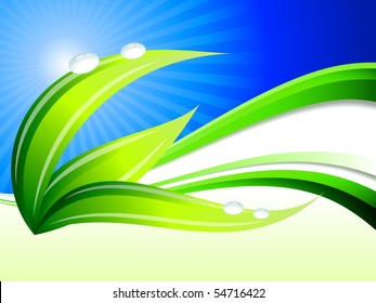 Plant pn Abstract Wave Background Original Illustration