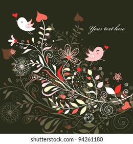 plant postcard with birds