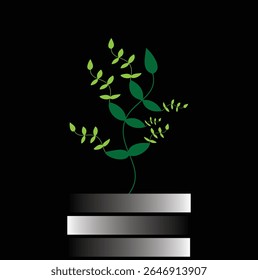 plant in a pot with black background silhouette world environment day gradient mesh color design