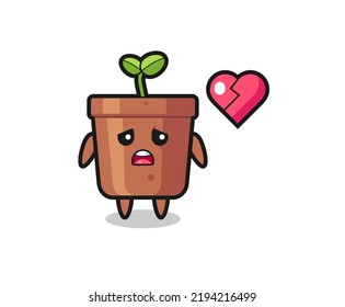 ilustración de la olla vegetal es corazón roto , diseño de estilo lindo para camiseta, pegatina, elemento logo