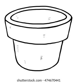 plant pot / cartoon vector and illustration, black and white, hand drawn, sketch style, isolated on white background.