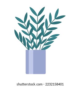 Plant in pot cartoon vector. Potted decorative houseplant. Gardening, floral vector, isolated on white