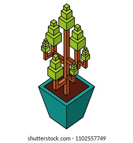 plant in pot decoration isometric design
