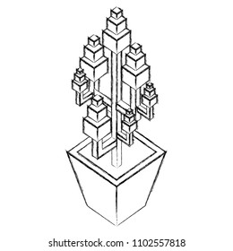 plant in pot decoration isometric design