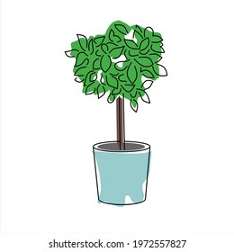 Plant in pot. Decorative vector element. Flat illustration.