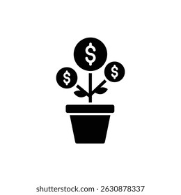 Plant Pot with Dollar Leaves Icon