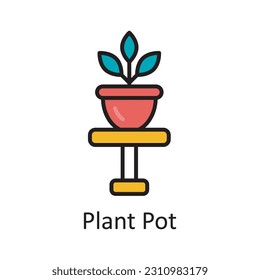 Plant Pot Filled Outline Icon Design illustration. Art and Crafts Symbol on White background EPS 10 File