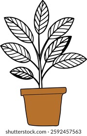 A Plant In Pot Flat Design Vector Illustration Plant For Home Decoration 